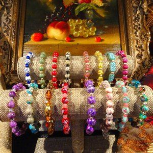 Handmade Mediterranean Stretch Bracelets by Carole With an E!
